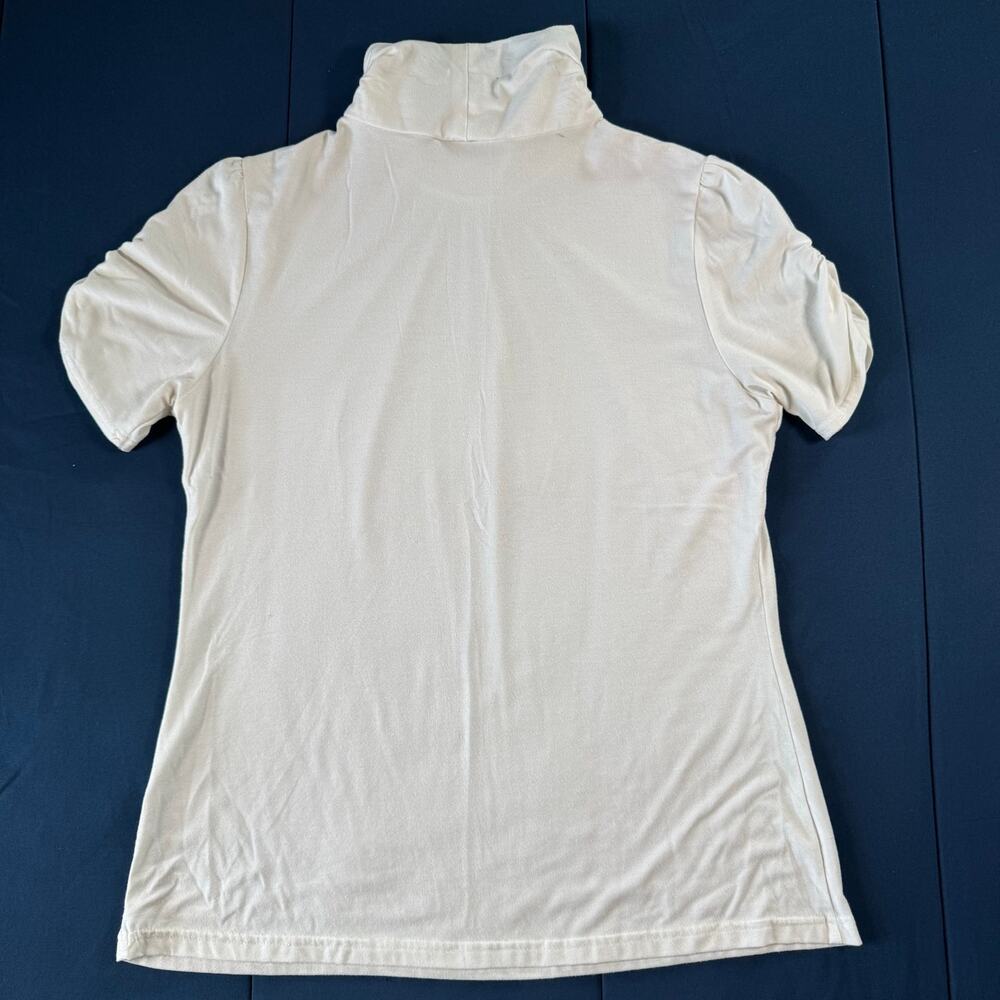 New Directions Petite White Mock Neck Puff Sleeve Top PM - Picture 2 of 10